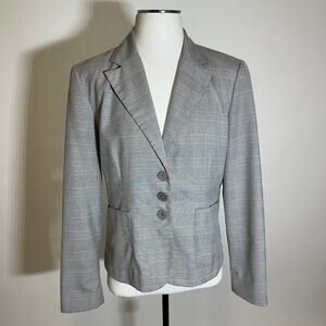 Tailor B. Moss Gray Plaid 3 Button Blazer Suit Jacket Womens Size 12 Career Work